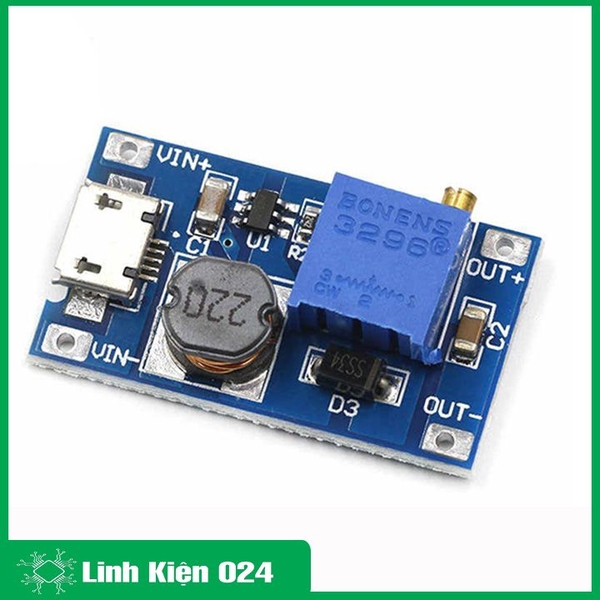 Module Boost DC DC 2-24V 2A MT3608 V2 (K2C2)
