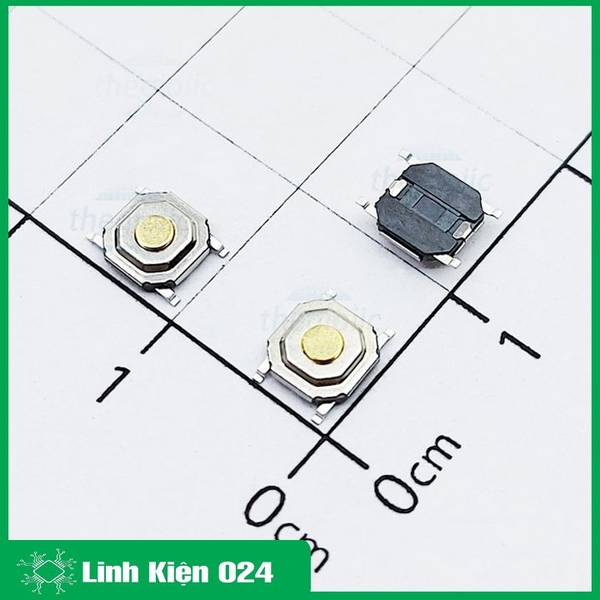 Nút Nhấn 4 Chân SMD 4x4x1.5 Đầu Đồng Chống Nước (K2C9-1)