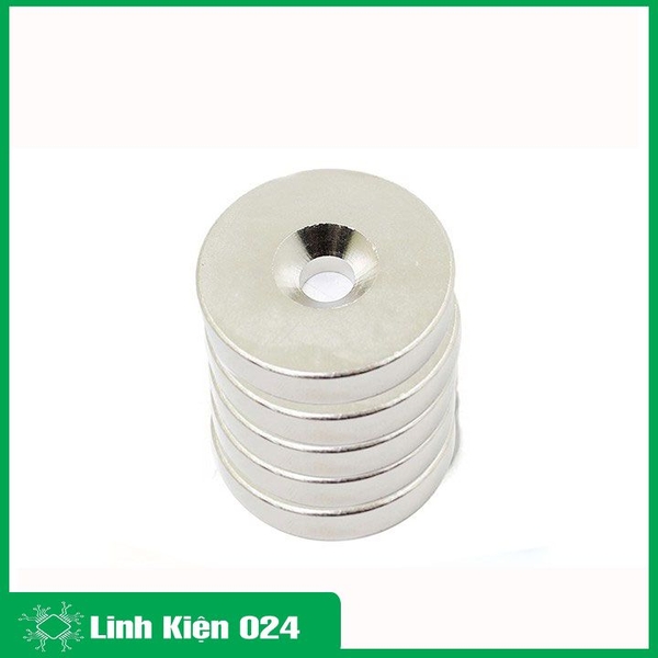 Bộ 5 Viên Nam Châm Đất Hiếm Tròn 15x3mm Có Lỗ 4mm Siêu Từ Tính