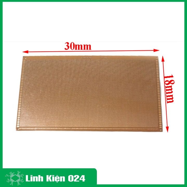 Phíp Đồng Lỗ - Bảng Mạch Đục Lỗ Sẵn PCB Nâu - Kích Thước 18x30MM