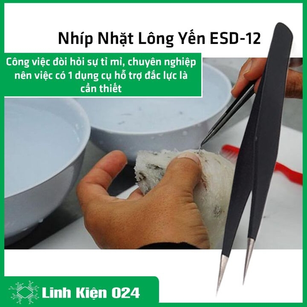 Nhíp kẹp linh kiện điện tử Vetus ESD-12 Chân Thẳng Bền Bỉ