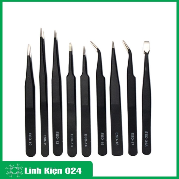 Bộ 9 Nhíp Kẹp ESD Inox Chống Tĩnh Điện Cao Cấp