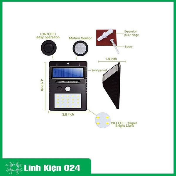 Đèn Năng Lượng Mặt Trời SSWL-C20 3V7 1200mAH Cảm Biến Chuyển Động Chống Nước