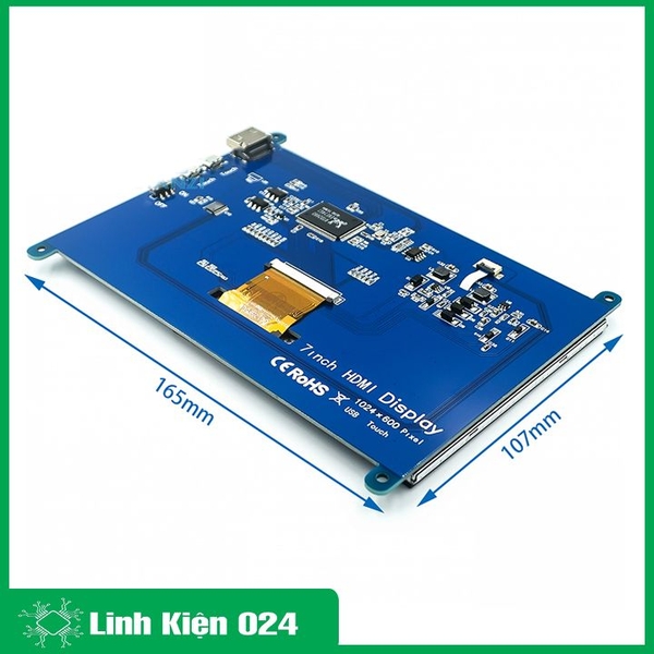 Màn Hình Raspberry 7Inch HD 1024x600 Cảm Ứng Điện Dung -Tặng Đĩa, Cáp HDMI, Cáp USB