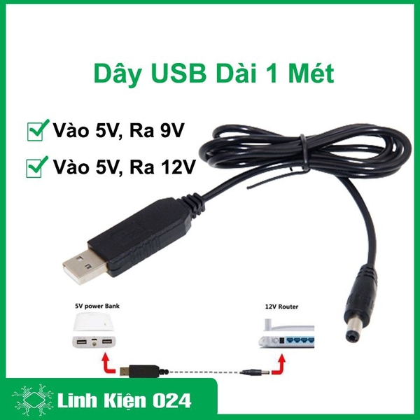 Dây USB Dài 1 Mét Đầu Vào 5V Đầu Ra