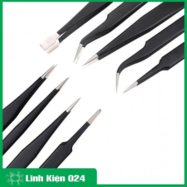 Bộ 9 Nhíp Kẹp ESD Inox Chống Tĩnh Điện Cao Cấp