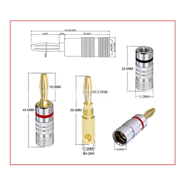 Jack Bắp Chuối Đồng Nguyên Chất 4mm Jack Kết Nối, Âm Thanh