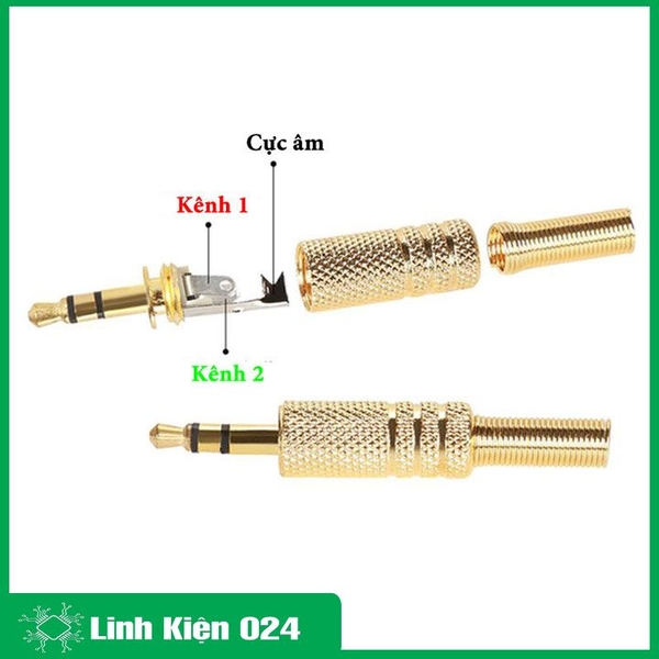 Bộ 2 Jack Audio 3.5mm Đực Màu Vàng Gold Cực Chất