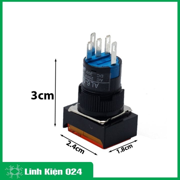 Nút Nhấn Đề Vuông 220VAC AL6 - A Nhấn Giữ Có Đèn Nhiều Màu