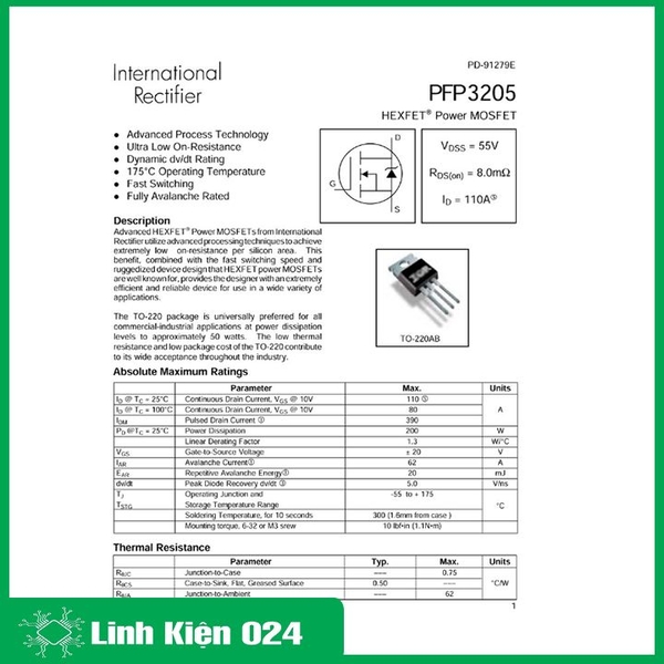 Mosfet IRF3205 Hàng Zin Chính Hãng