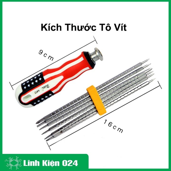 Bộ Tô Vít Cờ Mỹ 6 Trong 1 Cao Cấp 12 Đầu Vặn Vít