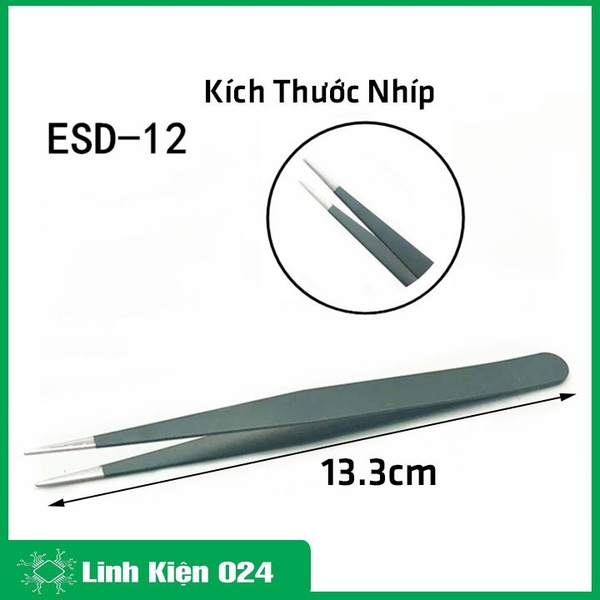 Nhíp kẹp linh kiện điện tử Vetus ESD-12 Chân Thẳng Bền Bỉ
