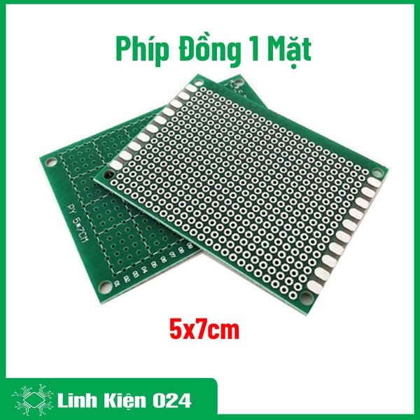 Phíp Đồng PCB Đục Lỗ 5X7cm Xanh Tốt