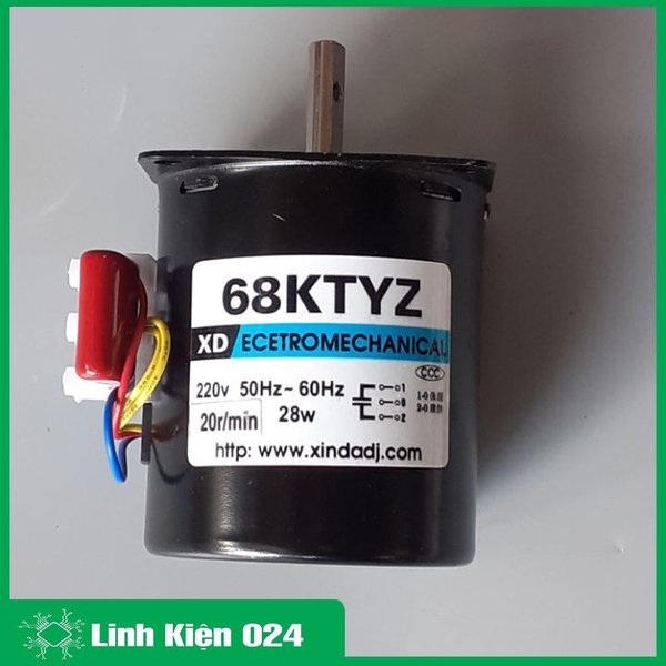 ĐỘNG CƠ GIẢM TỐC 220VAC 28W 68KTYZ TRỤC 7MM