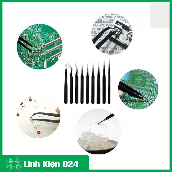 Bộ 9 Nhíp Kẹp ESD Inox Chống Tĩnh Điện Cao Cấp