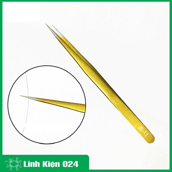 Nhíp JS Thép Không Gỉ Mạ Vàng Đa Năng Gắp Linh Kiện, Nhặt Lông Yến, Làm Nail Siêu Cứng Cao Cấp