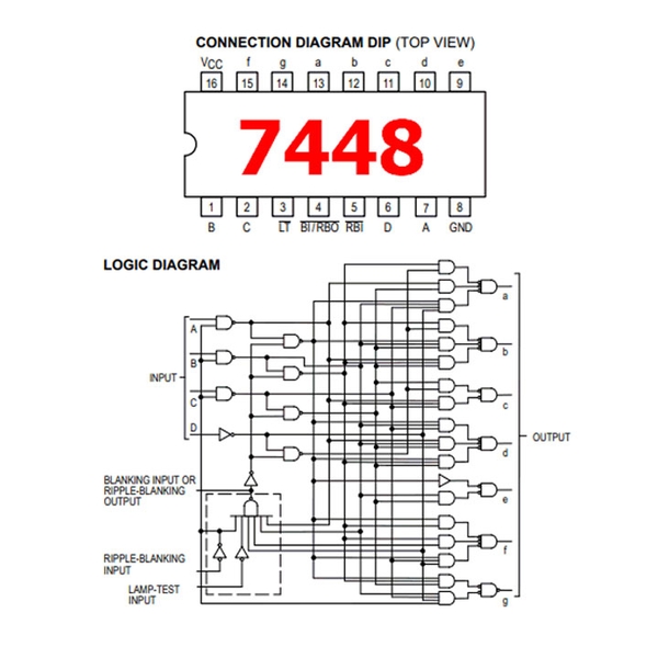 IC Giải Mã 74LS48 DIP16 BCD to 7-segment Decoder/Driver
