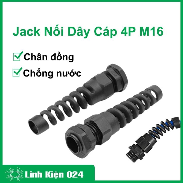 Jack Nối Dây 4P Chống Nước Jack Nguồn Camera M16 Chân Đồng