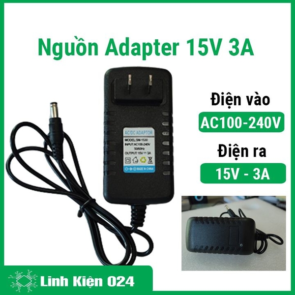 Nguồn Adapter 15V 3A DC 5.5x2.1mm Nguồn Loa Vi Tính