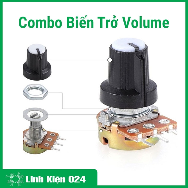 Combo Biến Trở Volume 1M (Triết Áp + Vỏ Triết Áp Nhựa)