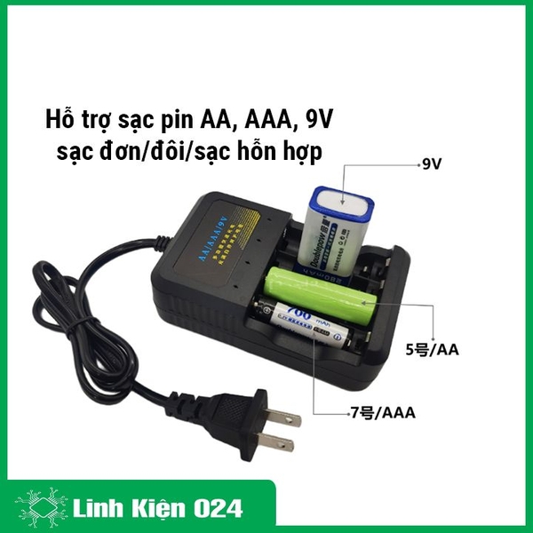 Bộ Sạc Pin 9V Pin AA AAA 1.2V MS-579 Có Bảo Vệ