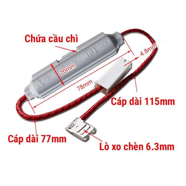 Bộ Cầu Chì Điện Áp Cao Lò Vi Sóng Có Vỏ Dây Kết Nối Cầu Chì