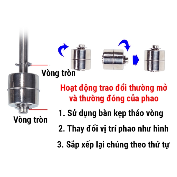 Công Tắc Cảm Biến Phao Nước 220VAC 1 Phao Thép 304 Không Gỉ Điều Chỉnh Mức Chất Lỏng