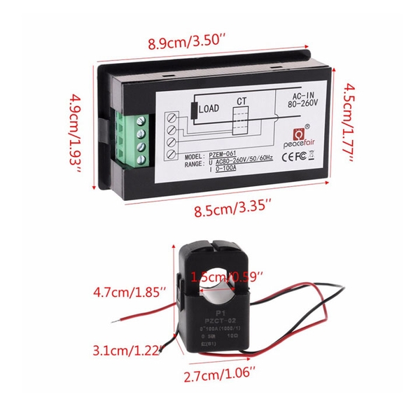 Công Tơ Điện Tử PZEM-061 80VAC-260VAC 100A(K4G8)