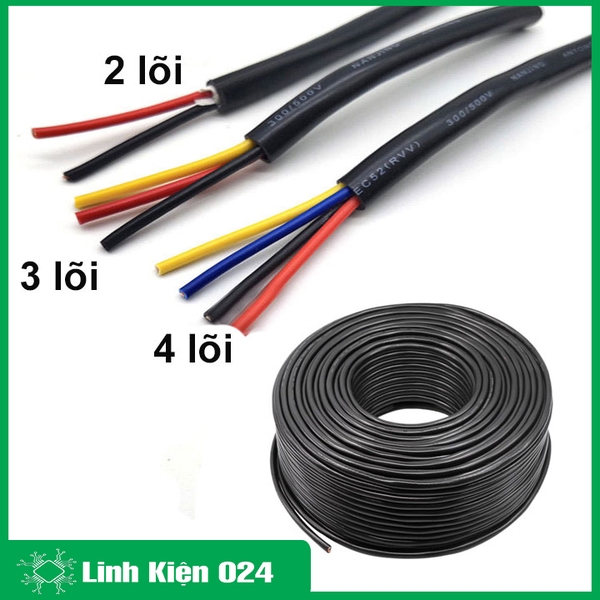 Dây Điện Đen Tròn 0.3M 2 - 3 - 4 Lõi 0.3MM Chất Liệu Dây Đồng 100% Dây Điện Loại Tốt