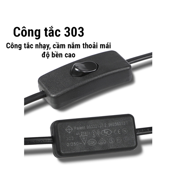 Dây Nguồn Kèm Công Tắc Bặt Tắt Thiết Bị Chiều Dài 1.8 Mét Màu Ngẫu Nhiên