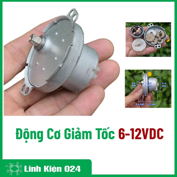 Động Cơ Giảm Tốc JS305S 6-12VDC 6-14 Vòng/Phút Bánh Răng Kim Loại