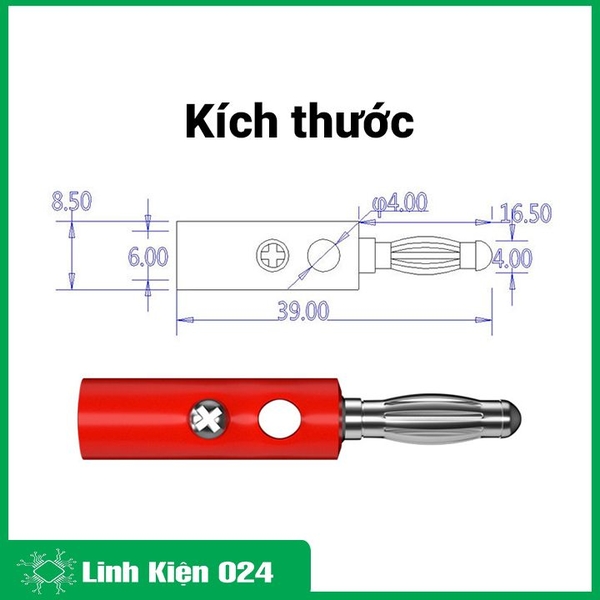 Combo 10 Đầu Jack Bắp Chuối 910MR 4mm Đực (5 Đỏ 5 Đen)