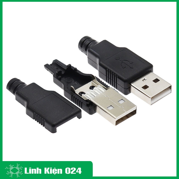 Combo 5 Đầu Jack Cổng USB A Đực 4P + Vỏ