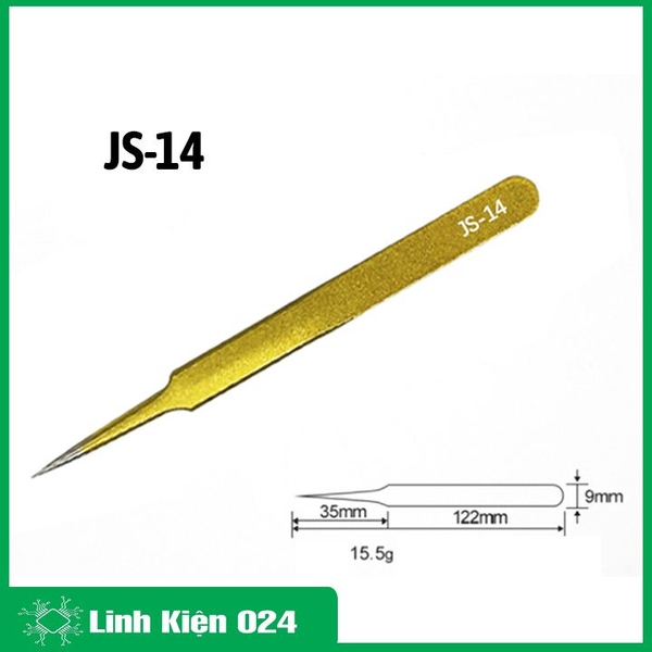 Nhíp JS Thép Không Gỉ Mạ Vàng Đa Năng Gắp Linh Kiện, Nhặt Lông Yến, Làm Nail Siêu Cứng Cao Cấp