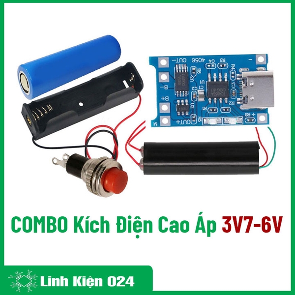Combo Kích Điện Cao Áp, Vào 3V7-6V ra 200KV/1000KV Máy Đánh Lửa, Dùi Cui - Module Tăng Áp Chưa Hàn