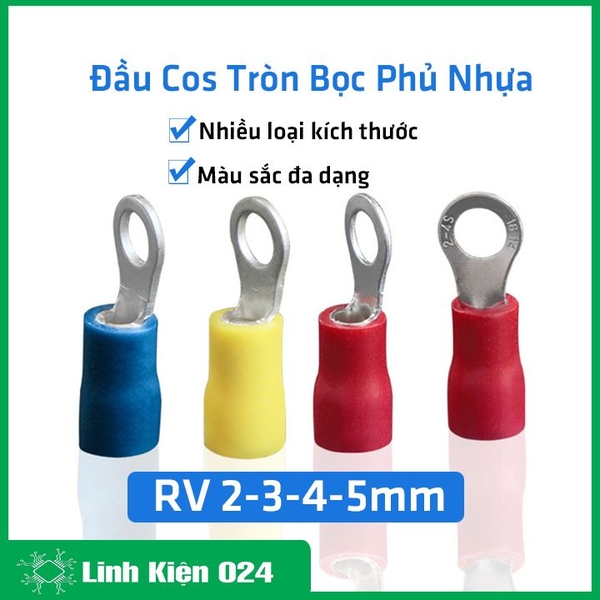 Đầu Cos Tròn Bọc Phủ Nhựa 100cái RV 2-5-4-3 mm