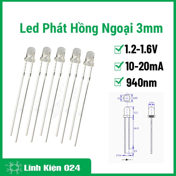 Combo 10 Led Phát Hồng Ngoại 3mm