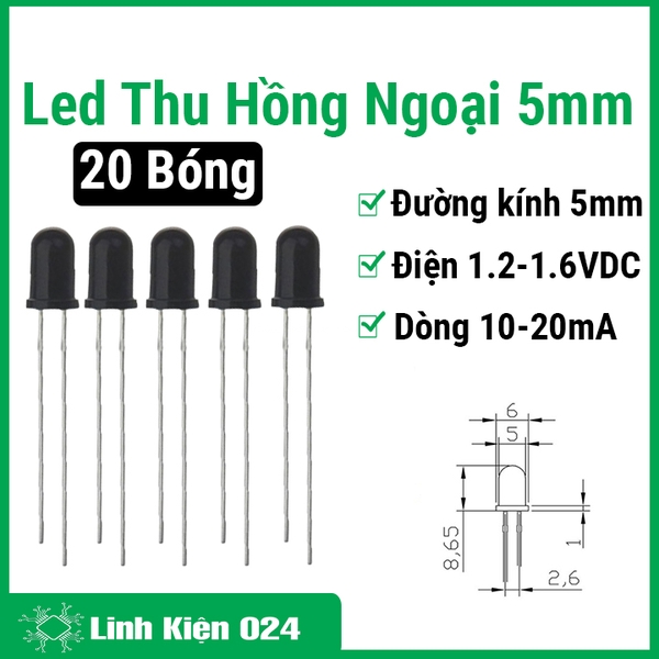 Bộ 20 Led Thu Hồng Ngoại Ø5mm ( Đen )