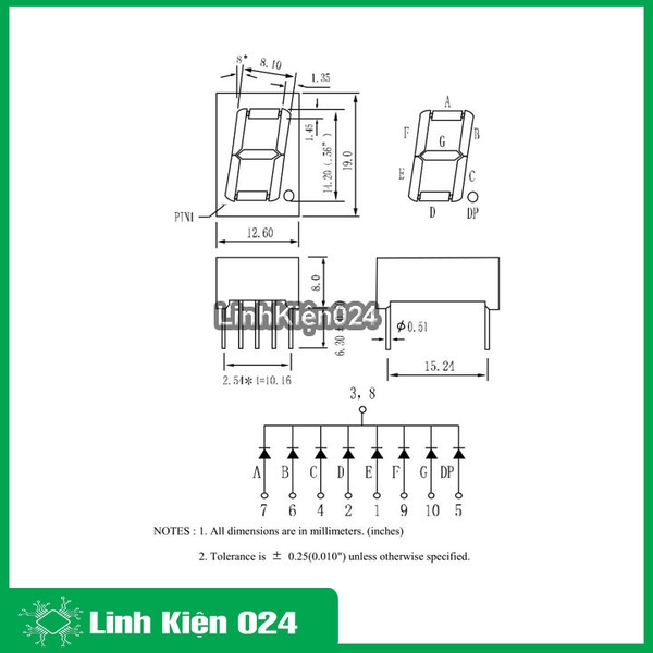 Led 7 Thanh Anot Chung 0,56Inch ( Sáng Đỏ )