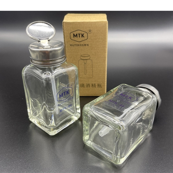 Lọ Vuông MTK-60 Đựng Dung Dịch 180ml Bằng Thủy Tinh Chống Tĩnh Điện