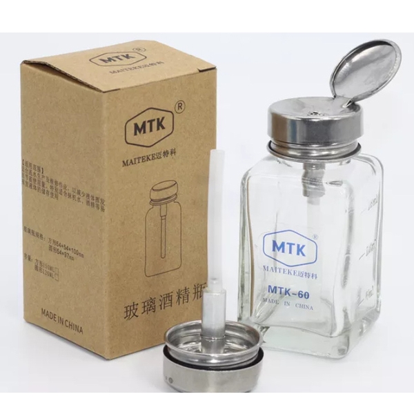 Lọ Vuông MTK-60 Đựng Dung Dịch 180ml Bằng Thủy Tinh Chống Tĩnh Điện