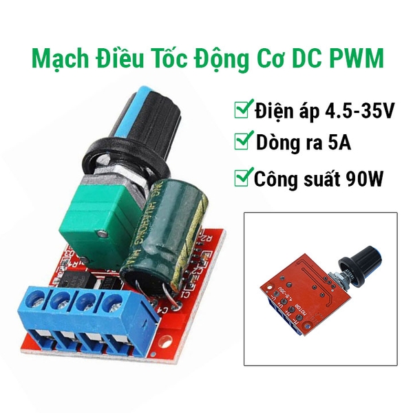 Mạch Điều Tốc Động Cơ DC PWM 5A 4.5V-35V Dùng Điều Khiển Tốc Độ Moto Chỉnh Độ Sáng Đèn Led