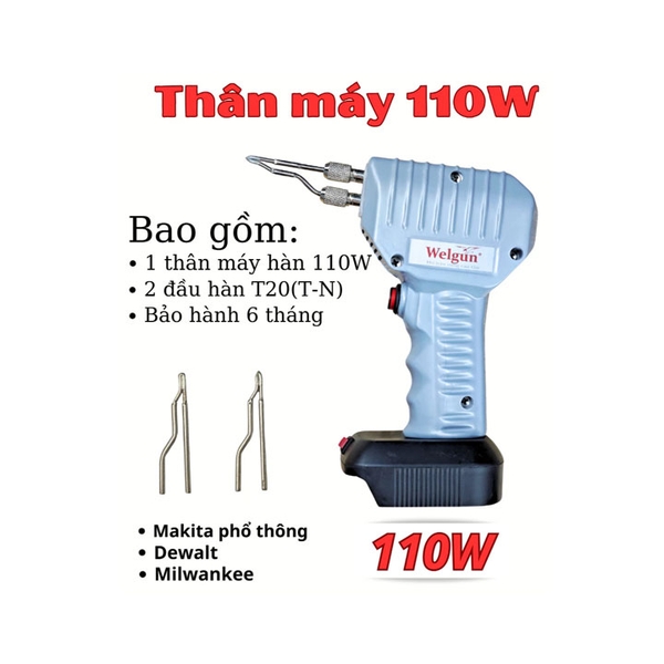 Mỏ hàn xung thông minh 110W dùng pin, gia nhiệt nhanh không độ trễ, hàn liên tục đến 10 phút |Welgun (Chưa Bao Gồm Pin)