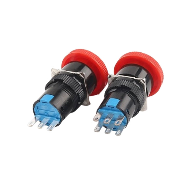 Nút Dừng Khẩn Cấp 16mm LAY16-11ZS 250V 1A 6 Chân 2 Thường Mở 2 Thường Đóng