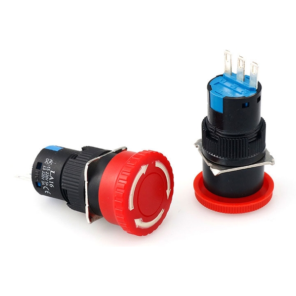 Nút Dừng Khẩn Cấp 16mm LAY16-11ZS 250V 1A 3 Chân 1 Thường Mở 1 Thường Đóng (k5f9)