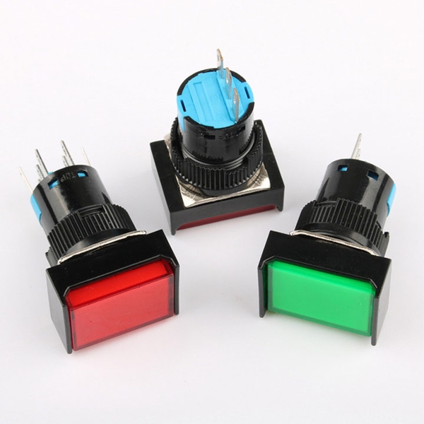 Nút Nhấn Đề Chữ Nhật 24VDC LA16J-11D Nhấn Nhả Có Đèn