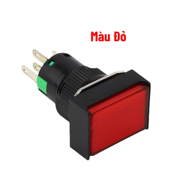 Nút Nhấn Đề Chữ Nhật 24VDC LA16J-11D Nhấn Nhả Có Đèn