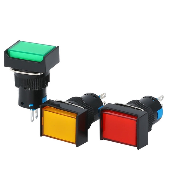 Nút Nhấn Đề Chữ Nhật 220VAC LA16J-11D Nhấn Nhả Có Đèn