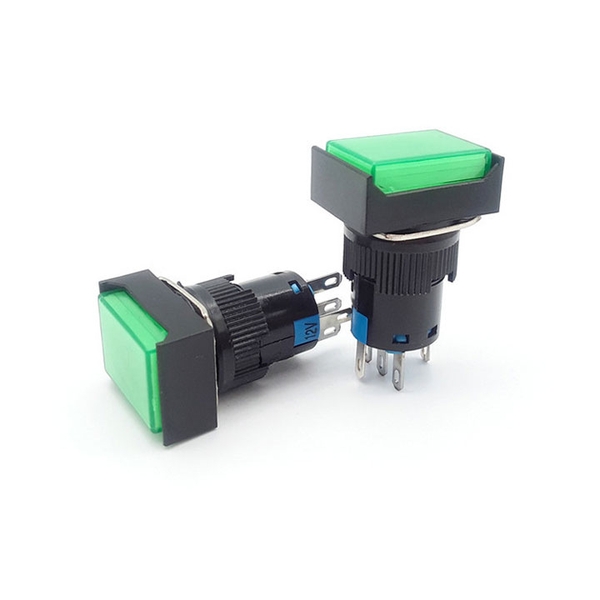 Nút Nhấn Đề Chữ Nhật 24VDC LA16J-11D Nhấn Giữ Có Đèn