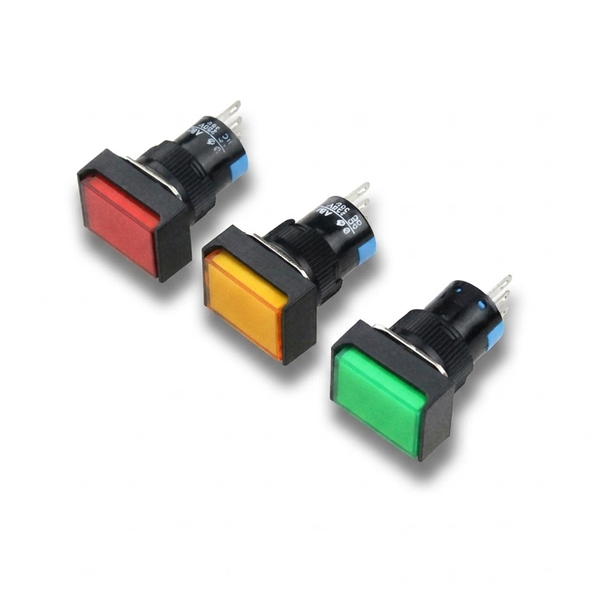 Nút Nhấn Đề Chữ Nhật 24VDC LA16J-11D Nhấn Giữ Có Đèn